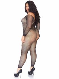 Crystalized Seamless Fishnet Long Sleeved Bodystocking
