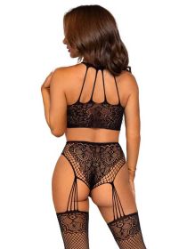 Stay Awhile Crop Top and Crotchless Panty Set  One Size