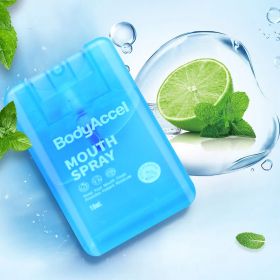 BodyAccel Mouth Spray,Oral Care Mist For Fresh-Breath,Non-Aerosol Sucrose-Free Bad Breath Refresher Spray,Portable,Spearmint Flavor,2 X10mL (Quantity: 1pis)